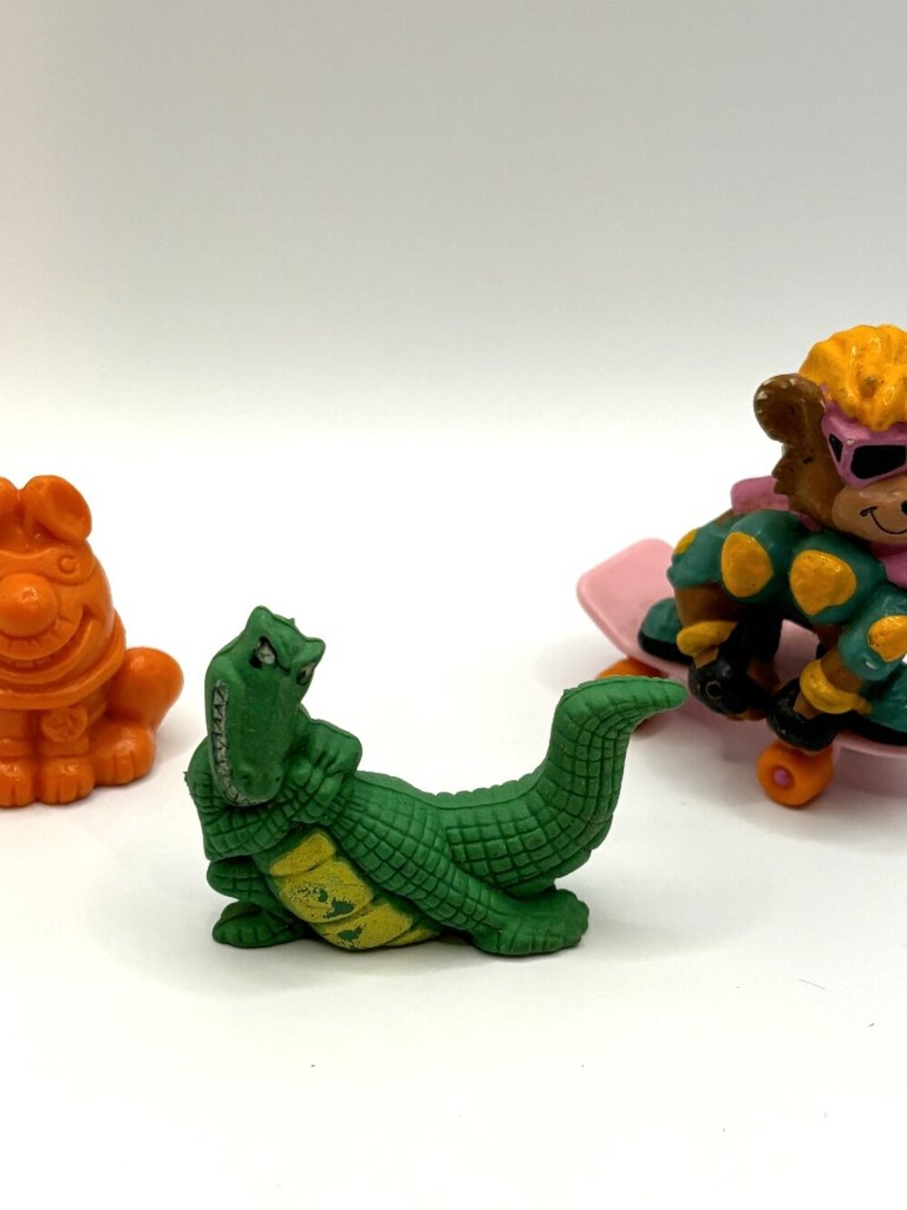 Vintage 1980s-90s Mini Figures: Sugar Crisp Alligator, Crook Dog & Skater Bear